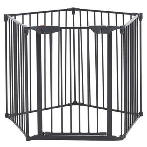 5 Pieces Black Foldable Fireplace Fence 295.8*74.8*2cm Accessory Set - Product Image 4