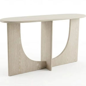 TABLE DE CONSOLE / TABLE D'APPUI en bois d'hévéa durable et placage de chêne MDF pour salle à manger et restaurant, décoration intérieure, couleur beige - Product Image 1