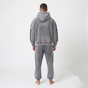 Men's Oversized Acid Wash Hoodie <b>Jogger</b> <b>Set</b> Heavyweight Winter Tracksuit Vintage Streetwear Two Piece Sweat Suit - Product Image 2