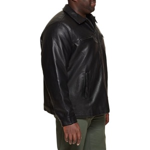 100% Genuine <b>Leather</b> Jacket with Canvas Fabric and Front Logo Winter Warm Men's <b>Leather</b> Jacket - Product Image 1