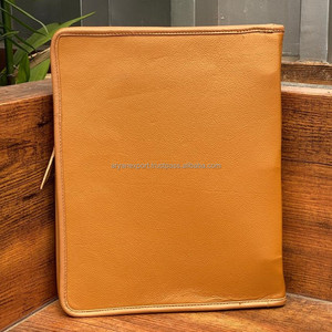 A4 Business Padfolio Hand <b>Tooled</b> <b>Leather</b> File Organizer Portfolio Document Folder Multi-pocket Conference Folder 3 Ring Binder - Product Image 5