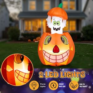 Decorazione Gonfiabile di Halloween a Forma di Zucca Fantasma Animata da 85 cm in PVC con LED per Feste Interne ed Esterne - Product Image 6