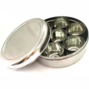 Boîte de rangement pour épices en métal de luxe avec couvercle décoratif, organiseur de masala pour la cuisine, récipient pour herbes et assaisonnements - Product Image 2