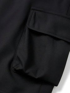 Men's Black Casual 3PCS Hoodies Jogger Shorts Set Crew Neck Solid Color Knitted Breathable Quick Dry High Quality Autumn Wear - Product Image 6