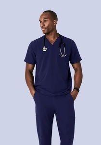 Men's V Neck Medical <b>Scrub</b> Set Hospital <b>Uniform</b> ODM 4 Way Stretch Woven Breathable Washable Wrinkle Resistant Nursing - Product Image 4