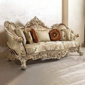 Hot Sale Eco-Friendly Traditional Luxury Hotel Emma <b>Sofa</b> Set <b>Gold</b> Carved Sponge Upholstered Apartment Living Room Furniture - Product Image 3