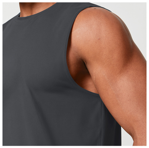 Débardeur en tricot gris foncé pour homme, col rond, couleur unie, décontracté, respirant, vêtements de fitness pour la salle de sport - Product Image 2