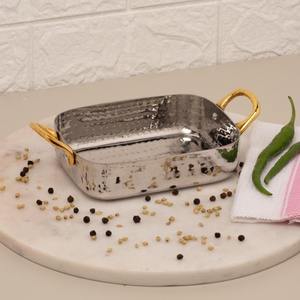 Plato de Servir Azul Degradado Inspirado en la Naturaleza, Libre de BPA, con Base Decorativa Dorada con Ramas, Soporte Metálico Floral Dorado Hecho a Mano para Fiestas - Product Image 2