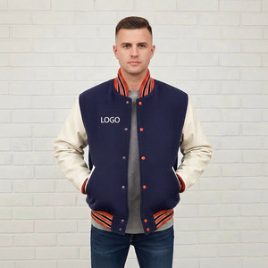 OEM Custom Made 100% Cotton Breathable Waterproof Windproof Winter <b>Men's</b> Hooded Varsity <b>Jacket</b> Custom Printed Front Streetwear - Product Image 1