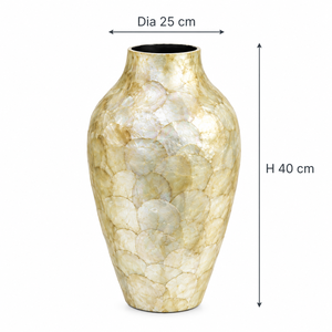 Jarrón de porcelana contemporáneo irregular con incrustaciones de mosaico de nácar dorado, hecho a mano, decoración para mesa del hogar. - Product Image 2