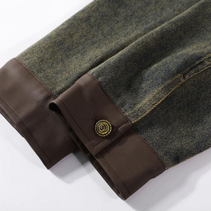 Veste en jean pour homme de haute qualité, 100% coton molletonné, style vintage délavé, effet soleil, toile cirée, col rabattu - Product Image 3
