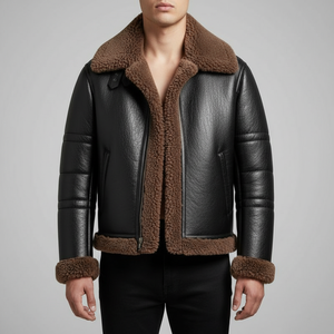 Nouvelle veste bomber automne-hiver en simili cuir de veau, coupe ample, grand col, contraste de couleurs, tendance, double face - Product Image 6