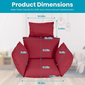 Thicken Soft Egg Swing <b>Chair</b> <b>Pad</b> Red Hanging Basket Seat Cushion with Headrest Outdoor Hanging Egg <b>Chair</b> Cushion - Product Image 5
