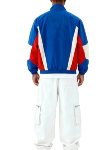 Men's Color Blocked <b>Racer</b> <b>Jacket</b> Stand Collar Zipper Closure Casual Autumn Wear Polyester Material Regular Fit - Product Image 3