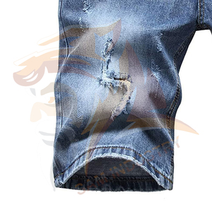 Shorts en jean pour hommes, coupe droite et ample, longueur genou, style streetwear, nouvelle collection, vente en gros - Product Image 5