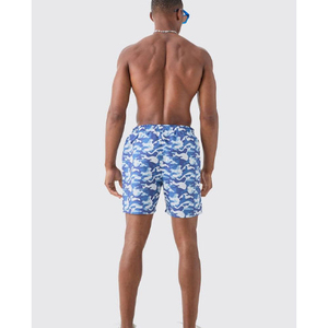 Men's Blue <b>Camouflage</b> Print Board <b>Shorts</b> Quick Dry With Pockets Drawstring Waist Casual Swim Trunks - Product Image 4