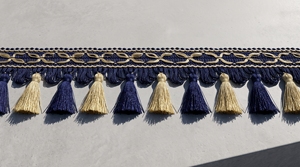Bordure décorative élégante en polyester à franges et pompons avec bord tissé pour rideaux et ameublement domestique - Product Image 5