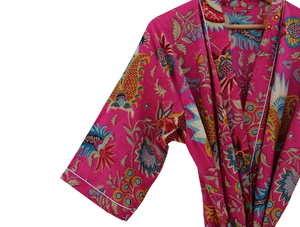 Bata Kimono con Estampado de Dibujos Animados para Mujer, de Algodón Suave y Transpirable, Camisón de Verano Hecho a Mano, ODM, Cuello en V, Cintura Elástica, Largo Completo/Hasta la Rodilla - Product Image 5