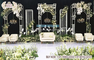 Décoration de scène élégante et moderne pour cérémonie avec panneaux laser, couleur et taille personnalisables pour grande réception de mariage musulman arabe - Product Image 5