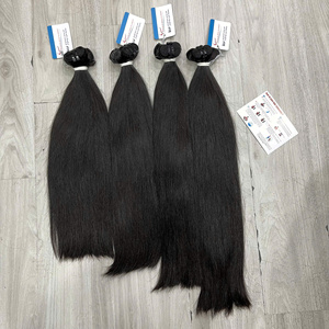 Extensions de cheveux naturels bruts de qualité supérieure, 100% cheveux humains, noir naturel, soyeux et lisses, double épaisseur, pointes épaisses - Product Image 5