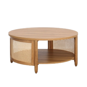 Table basse ronde naturelle en bois et rotin, matériaux écologiques, table centrale pour jardin, maison, salon, meubles - Product Image 4