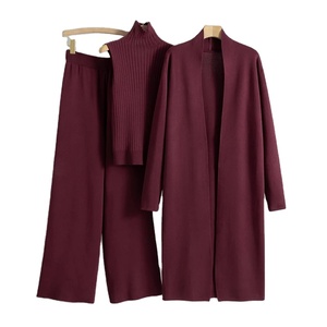 Nueva primavera otoño 3 piezas mujeres chándales moda tejido pantalón conjunto señoras suéter traje Vintage moda señoras 3 piezas conjunto - Product Image 2