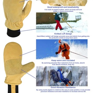 Gants de ski pour homme en cuir imperméables et coupe-vent de haute qualité, idéaux pour le ski de fond en hiver - Product Image 2