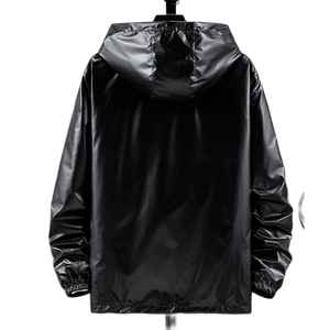 Chaqueta brillante para hombre, ligera, metálica, de manga larga, para fiesta, club nocturno, gabardina, sudadera brillante con capucha, abrigo con capucha para hombre, estilo discoteca - Product Image 2