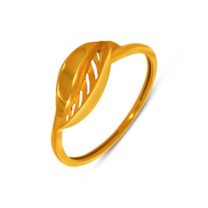 Anillo de Oro Amarillo Sólido con Diseño de Hoja para Mujer, Elegante, Inspirado en la Naturaleza, Minimalista, Joyería Fina, Anillo de Moda, Fabricante Mayorista - Product Image 1