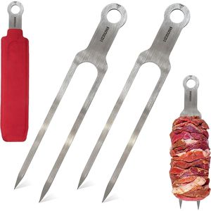 Brochetas Dobles de Acero Inoxidable de Alta Resistencia de 14.4 Pulgadas para Barbacoa, Kebab, Shawarma, Carne, Pescado, Pollo y Otros Alimentos - Product Image 1