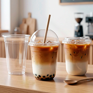 Gobelet jetable rond transparent en plastique PP de 12 oz et 16 oz avec couvercle en dôme pour café froid, thé au lait et autres boissons - Product Image 1