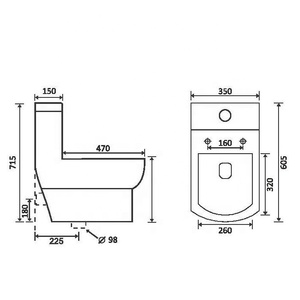 Modern One Piece WC Sanitary Ware Square Shaped Porcelain Bathroom <b>Ceramic</b> Commode Squatting <b>Pan</b> Chaozhou Supplier - Product Image 5