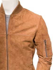 <b>Men</b> <b>Suede</b> Bomber <b>Jacket</b> Winter Waterproof Breathable Front Customizable Casual Fashion Soft Outerwear Premium Quality Zip Ribbed - Product Image 3
