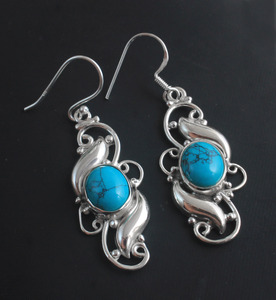 Wholesale Natural Turquoise <b>Earrings</b> 925 Sterling <b>Silver</b> Handmade Turquoise <b>Dangle</b> <b>Earrings</b> Vintage Gemstone Jewelry for Women - Product Image 1