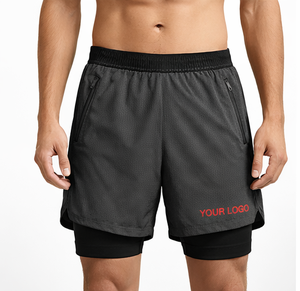 Custom 2 in 1 Running & Compression Training Shorts 100% Cotton Quick Dry Breathable Eco-Friendly Fitness Wear for Men - Product Image 1