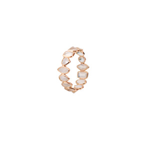 Anillo de Eternidad Multicorte de Piedra Lunar Arcoíris Natural en Oro Amarillo Sólido de 18K – Anillo de Racimo con Engaste de Bisel de Formas Mixtas, Piedra de Nacimiento de Junio - Product Image 1