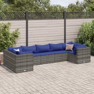 Conjunto de Muebles de Jardín de Ratán Sintético Gris con Acero con Recubrimiento en Polvo y Poliéster - Product Image 1