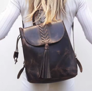 Handmade Unisex Vintage Fashion Backpack High Quality Genuine Leather String Carrying System 23L Capacity Arcuate Shoulder <b>Strap</b> - Product Image 3