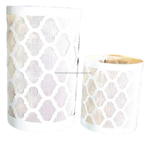 Juego de 2 candelabros votivos cuadrados de hierro con revestimiento de polvo blanco dorado interior y exterior terminado para decoración de iluminación - Product Image 6