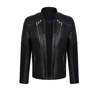 Veste en cuir tendance respirante pour homme, coupe slim, manches longues, veste en cuir pour homme, OEM - Product Image 1