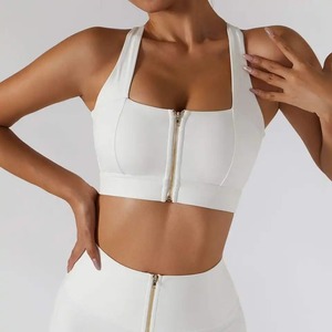 Gym Wear Zipper Front Fitness Sports Bra for Women Best Quality Made in Pakistan <b>Elastic</b> Gym Bra OEM - Product Image 4