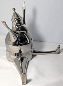 Vintage Pottery Barn Silver Plated Santa Christmas <b>Stocking</b> <b>Holder</b> feltsocks - Product Image 5