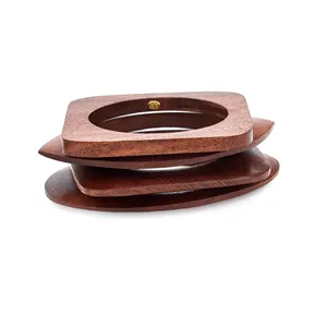 Conjunto de Brazaletes de Madera Inspirado en la Sangría, Hecho a Mano con Madera Premium, Tallado a Mano, Decoración con Virutas de Latón, Acabado Pulido a Mano - Product Image 6
