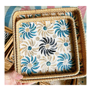 99 GOLD DATA Catarina Model Modern Floral Pattern Serving Tray Brushed Finish Dishwasher <b>Microwave</b> Safe Handles Residential - Product Image 4
