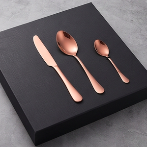Copper Color Flatware <b>Set</b> Modern Stainless Steel Cutlery Round Handle Rust Resistant Wedding Tableware 4 Piece <b>Set</b> - Product Image 4