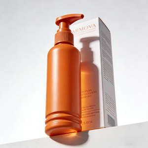 Botella de Plástico PET Redonda de 240 ml (8 oz) con Pulverizador, Color Naranja Personalizado, para Loción, Crema, Aceite Corporal, Sérum para el Cuidado de la Piel, Envase Cosmético - Product Image 4