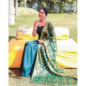 Ensemble Salwar Kameez vert en georgette pure taille XS pour mariage Inde Pakistan - Product Image 4