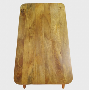 Mesa de Centro Moderna de Madera Maciza de Mango con Estante de Almacenamiento Tejido en Acabado Natural para Sala de Estar - Product Image 6