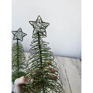 Metal Wire Christmas <b>Tree</b> Set with Star Topper Green Decorative Tabletop <b>Indoor</b> Holiday Decoration Pine Style From India - Product Image 3