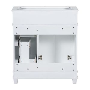 Mobile bagno autoportante da 30 pollici senza lavabo, 2 cassetti a chiusura ammortizzata, struttura in legno massello, mobili bagno gratuiti - Product Image 5